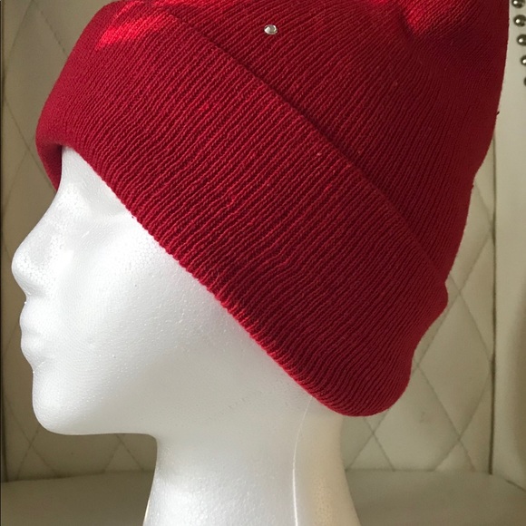 ❣️Beanie cap red with rhinestones - Picture 4 of 5